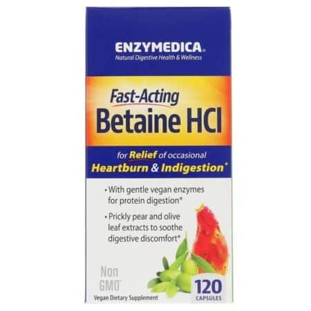 Supplément rapide Betaine HCI digestion.