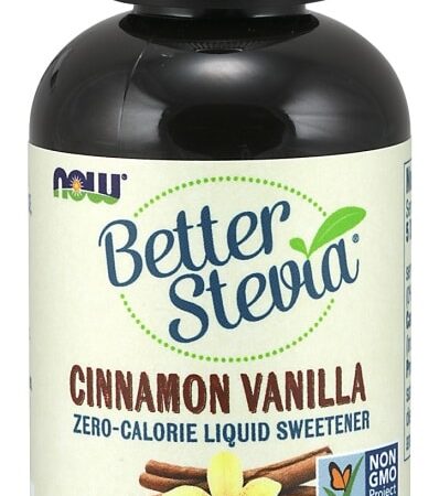 Édulcorant liquide Stevia cannelle vanille, sans calories.