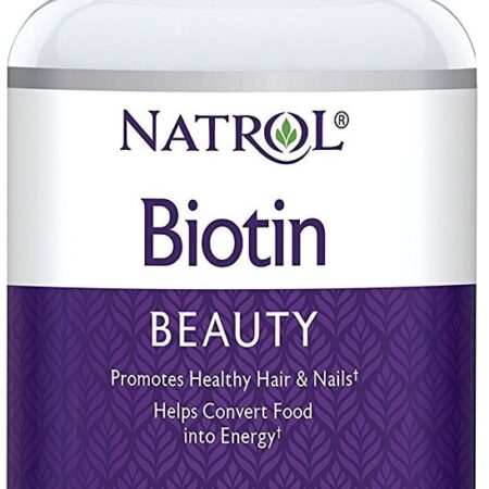 Bouteille de biotine Natrol 1000 mcg pour cheveux et ongles.