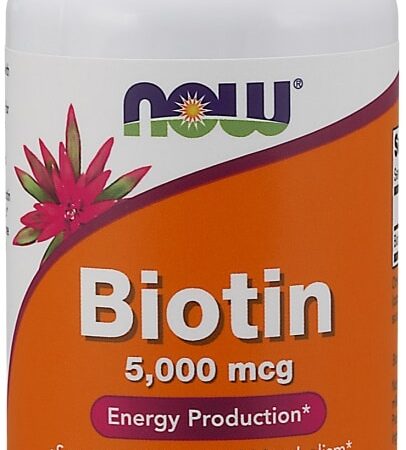 Flacon de biotine 5000 mcg, complément alimentaire végétarien.