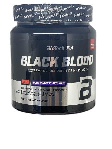 Pot de complément alimentaire Black Blood, saveur raisin.