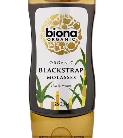 Mélasse noire biologique Biona, 350g, emballage écologique.