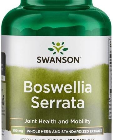 Complément alimentaire Boswellia Serrata, flacon vert.