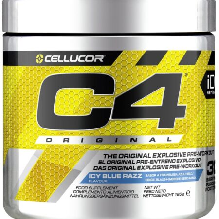 Pot de pré-entraînement C4 Original, saveur framboise bleue.