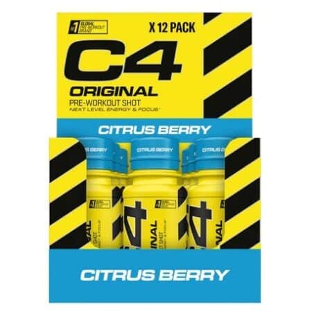 C4 Original Pre-Workout Shot, Citrus Berry - 12 x 60 ml.