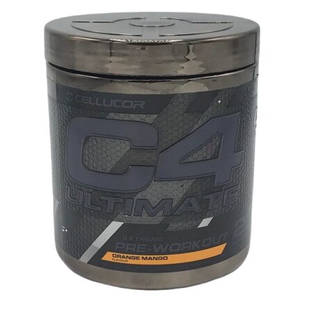 Pot de pré-entraînement C4 Ultimate saveur orange mangue.