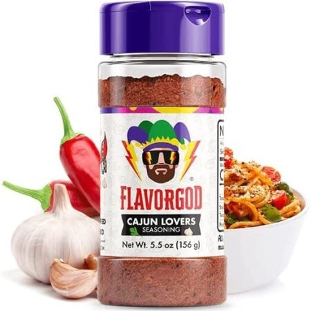 Assaisonnement cajun Flavor God avec ail et piment.