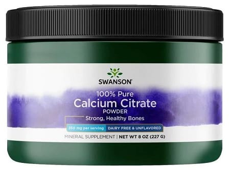 Pot de poudre de citrate de calcium Swanson.