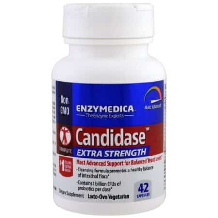 Flacon de supplément probiotique Candidase Enzymedica.