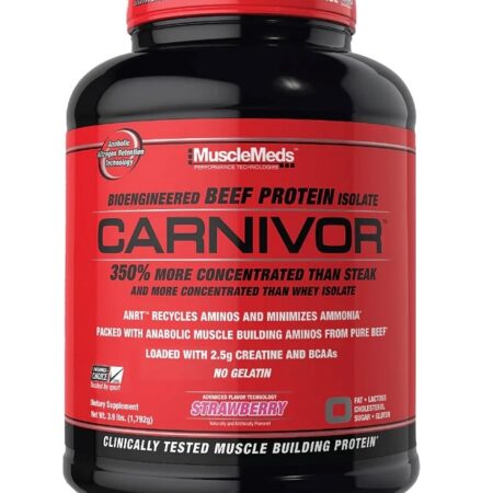 Pot de protéine de boeuf Carnivor, isolat, fraise.