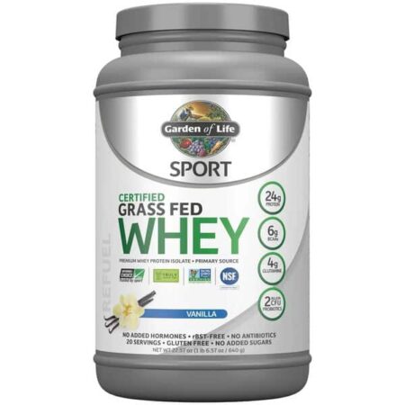 Protéine Whey bio vanille pour sportifs.