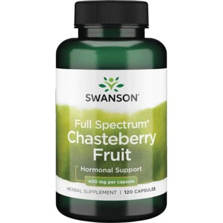 Flacon de gélules Chasteberry Swanson, soutien hormonal.