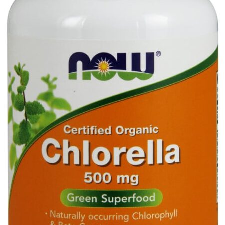 Bouteille de Chlorella bio 500 mg NOW.