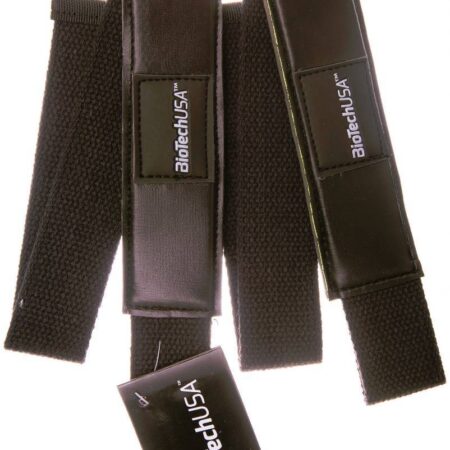 Sangles velcro noires BiotechUSA sur fond blanc