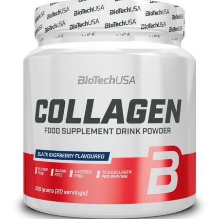 Pot de collagène BiotechUSA framboise noire.