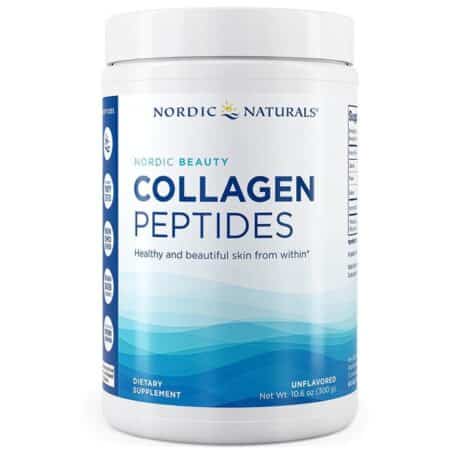 Pot de peptides de collagène, complément alimentaire.