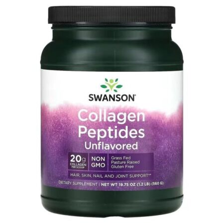 Pot de peptides de collagène Swanson non aromatisé.