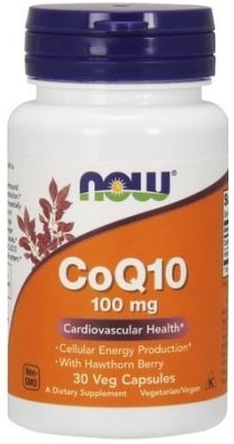 Flacon de CoQ10 100 mg, complément alimentaire.
