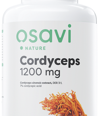 Flacon de complément alimentaire Cordyceps 1200 mg vegan.