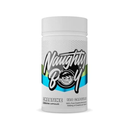 Bouteille de créatine "Naughty Boy" de 120 gélules.