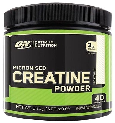 Pot de créatine micronisée Optimum Nutrition.