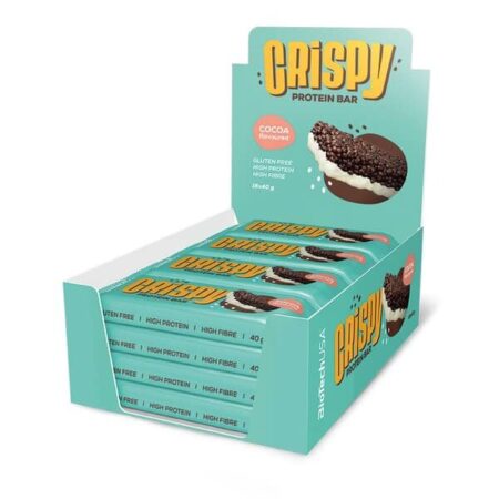 Barres protéinées CRISPY cacao, sans gluten.