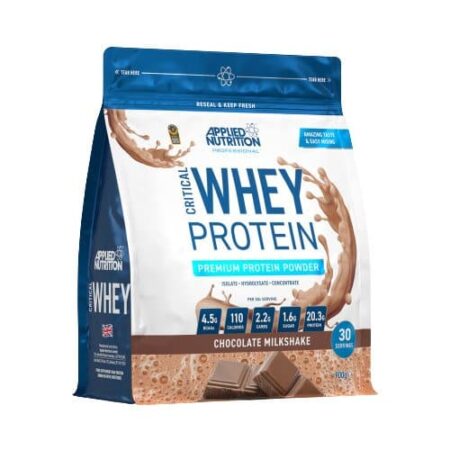Poudre protéinée Whey chocolat, nutrition sportive.