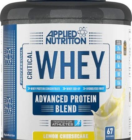 Pot de whey protéine goût cheesecake citron.