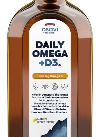 Daily Omega + D3, 1600mg Omega 3 (Natural Lemon) - 250 ml.