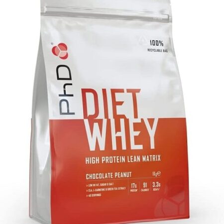 Protéine whey diététique chocolat cacahuète.