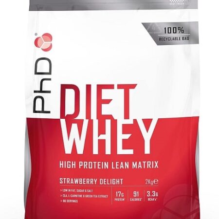 Sachet protéine Diet Whey fraise 2kg recyclable.