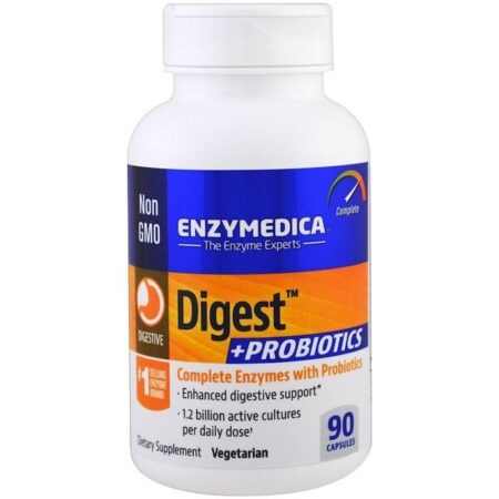 Flacon d'enzymes digestives et probiotiques Enzymedica.