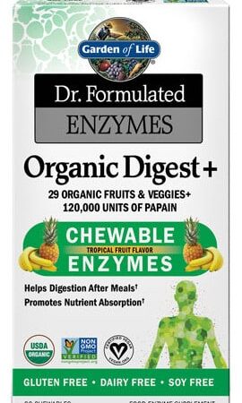 Enzymes digestives bio, complément alimentaire, sans gluten.