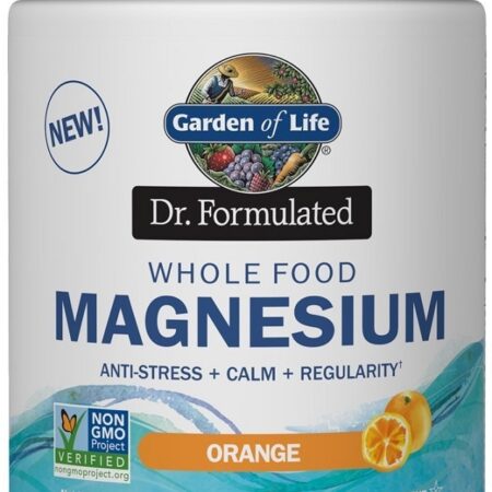 Pot de magnésium alimentaire naturel, saveur orange.