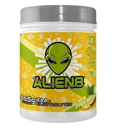 Pot de compléments alimentaires Alien8 goût ananas.