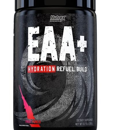 Pot de complément alimentaire EAA+ Nutrex, hydratation et construction.