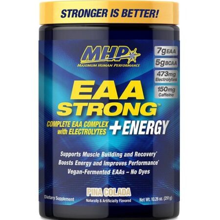 Pot de complément EAA Strong énergétique, saveur Pina Colada.
