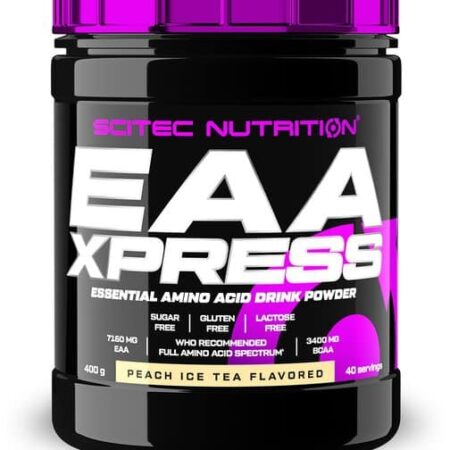 Pot de complément Scitec Nutrition EAA Xpress, saveur pêche.