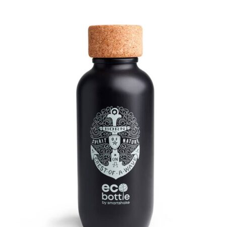 Bouteille écologique noire avec bouchon en liège.