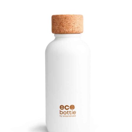 Bouteille écologique blanche avec bouchon en liège.
