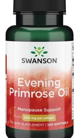 Flacon d'huile d'onagre Swanson pour soutien ménopause.