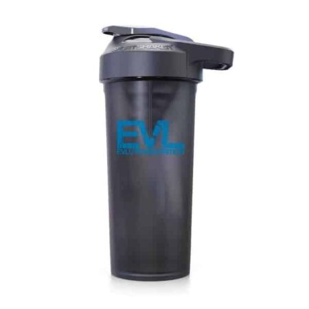 Shaker de sport noir pour compléments alimentaires EVL.