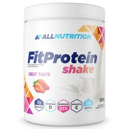 Pot de Fit Protein Shake aux fraises, complément alimentaire.