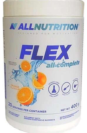 Pot de complément alimentaire Flex orange.