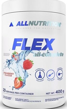 Pot de complément alimentaire AllNutrition FLEX, goût fraise.