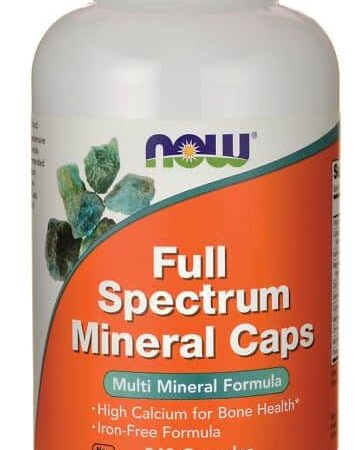 Flacon NOW capsules minérales multivitamines.