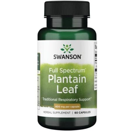 Bouteille de supplément feuille de plantain Swanson.