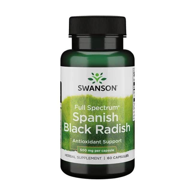 Flacon Swanson radis noir espagnol, complément antioxydant.