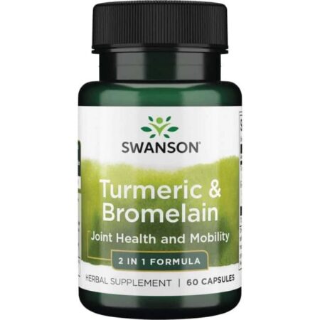 Flacon de compléments Curcuma et Bromélaïne Swanson.