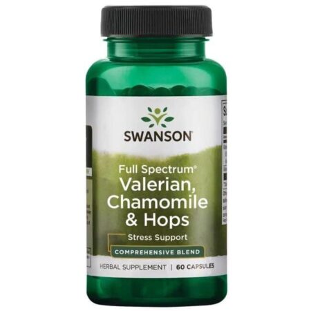 Flacon Swanson plantes anti-stress valériane, camomille, houblon.